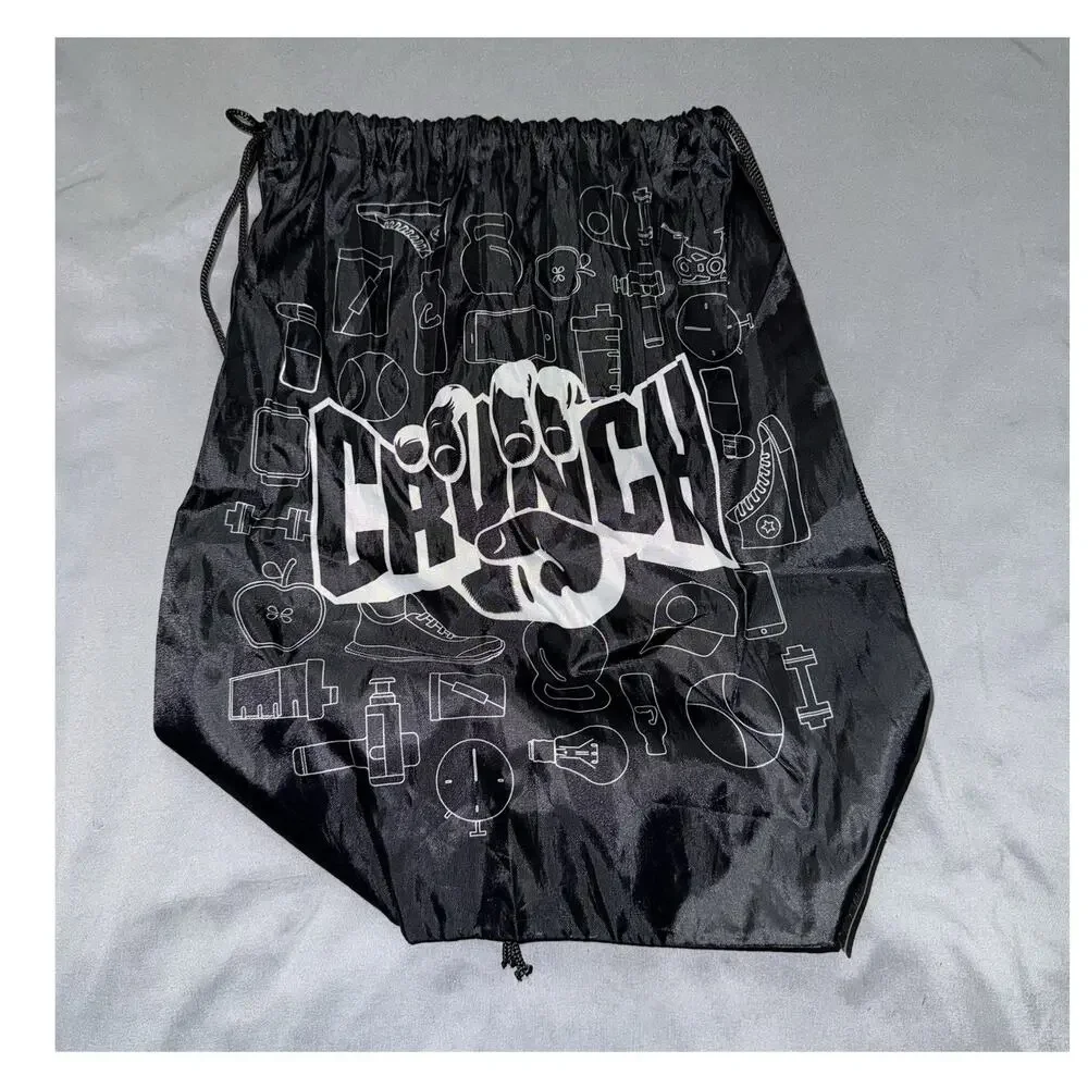 Crunch Drawstring Gym Bag Black Polyester for Gym & Training